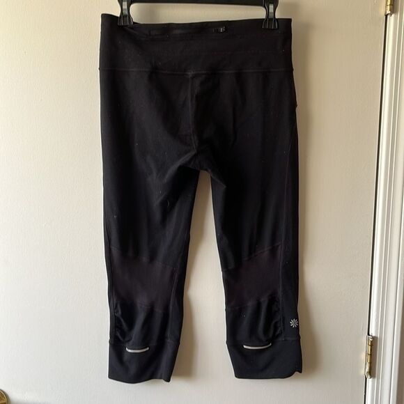 Athleta Women’s Replay Reflective Cropped Leggings Size M GUC Black - Picture 2 of 5
